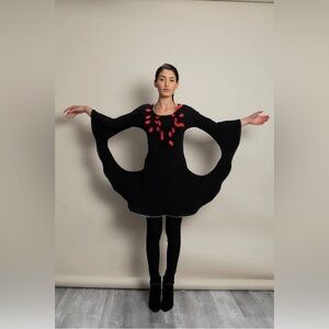 Sohung Designs Black Zipper Circle Shift Dress Avant Garde SzXS